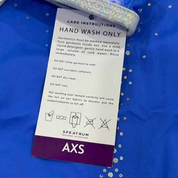 Spektrum Blue Crystal Design Gymnastics Leotard AXS Sparkling & Stylish NWT - Picture 4 of 5